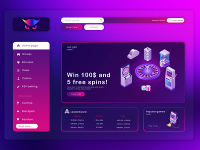 Night Owl Casino UI design