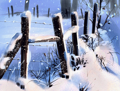 Winter art digital illustration landscape procreate winter