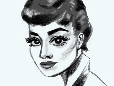 portrait of Audrey Hepburn art audrey hepburn digital illustration portrait procreate