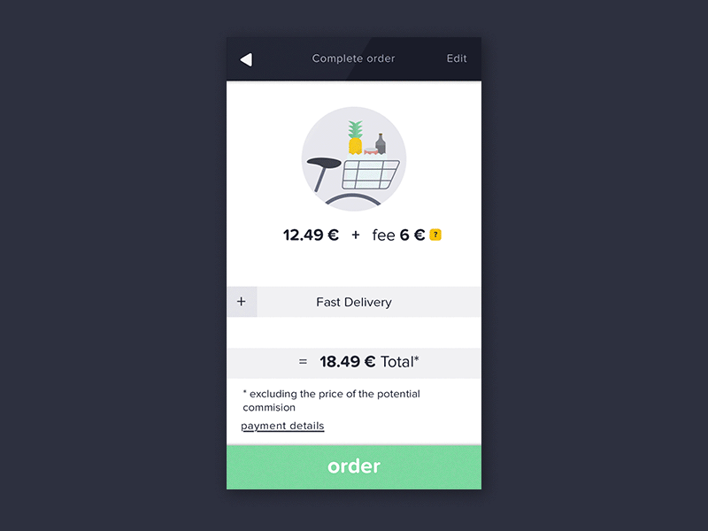 Grocery Delivery Commission Concept check out food delivery groceries grocery grocery delivery information architecture instacart invitation on demand order sending order usability