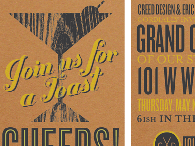 Studio Opening Invitation invitation print texture typography