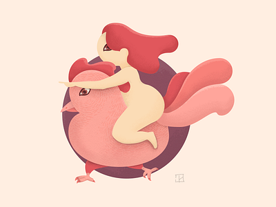 Run Chicken Run! character characterdesign chicken girl girl character illustration red spirit animal