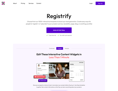 Registrify Landing Page branding design ux