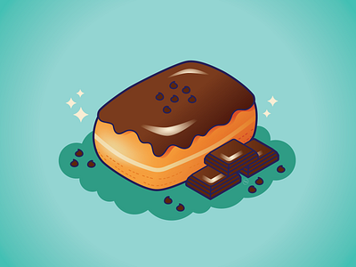 Chocolate Chip Donut chocolate cute dessert donut doughnut food food illustration illustration isometric illustration vector