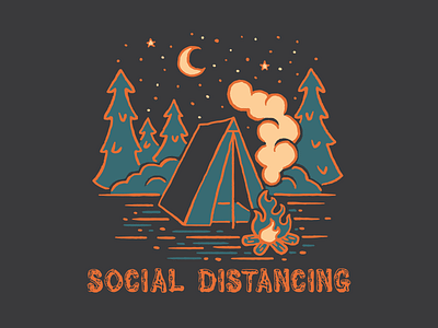 Social Distance Camping camping design illustration outdoors tee design tent
