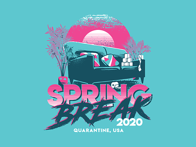 Spring Break 2020 80s 80s style design illustration quarantine retro spring break