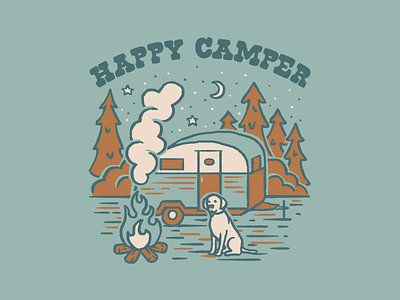 Happy Camper 1 camper camping design illustration outdoors vector