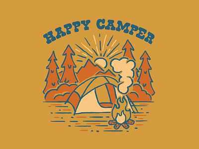 Happy Camper 2 camping design illustration outdoors vector