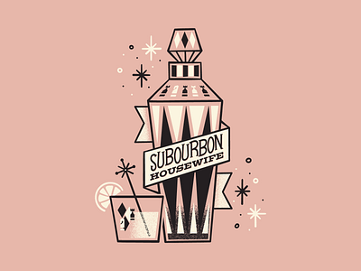 SuBourbon Housewife bar bourbon cocktails design illustration retro vector vintage inspired whiskey