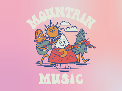 Mountain Music appalachia appalachian bluegrass country music groovy illustration lettering mountains retro