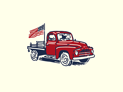 Independence Day International america classictruck design flag illustration truck vintage