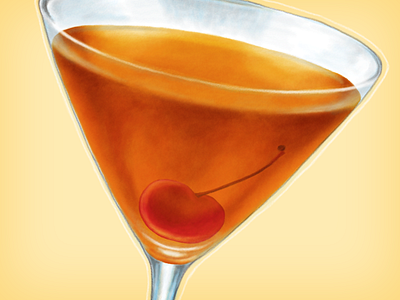 The Manhattan bourbon cocktails digital painting kentucky painting watercolor whiskey