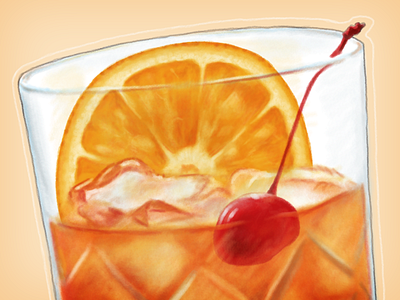 Old Fashioned bourbon cocktails digital painting kentucky painting watercolor whiskey