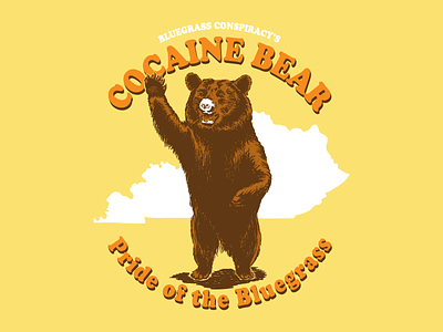 Cocaine Bear Tee 80s camp illustration kentucky retro