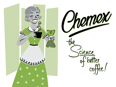 Science of Better Coffee chemex coffee greenery illustration lettering retro script vector