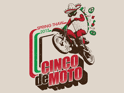 Cinco de Moto dirt bike illustration motorcycle retro t shirt taco tees