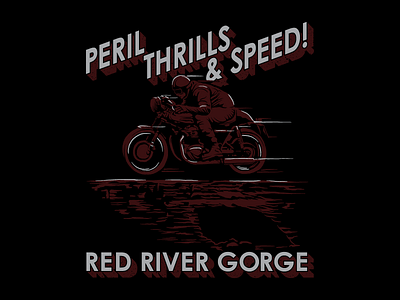 Cafe Racer at Red River Gorge cafe racer illustration kentucky motorcycle red river gorge retro t shirt tees