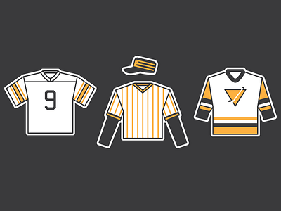 Pittsburgh Champion Uniforms baseball football hockey illustration penguins pennsylvania pirates pittsburgh steelers t shirt tees vector