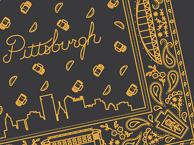 Bandanna: Pittsburgh bandana bandanna illustration lineart pennsylvania pittsburgh vector
