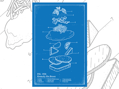 Hot Brown Blueprint blueprint food hot brown illustration kentucky southern vector