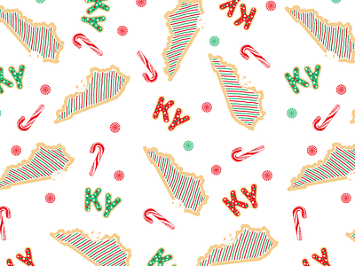 KY Christmas Cookies christmas holiday holidays illustration kentucky pattern vector winter wrapping paper