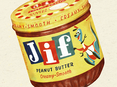 Vintage JIF illustration jif painting peanut butter retro vintage watercolor
