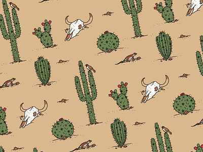 Desert Flora & Fauna Pattern cacti cactus desert illustration pattern western