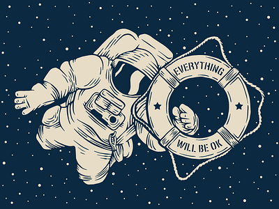 Everything Will Be OK Project astronaut design illustration logo space