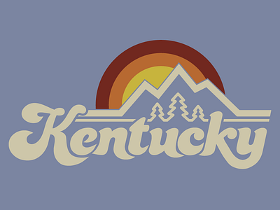Kentucky Groovy Sun kentucky lettering mountains nature retro vector