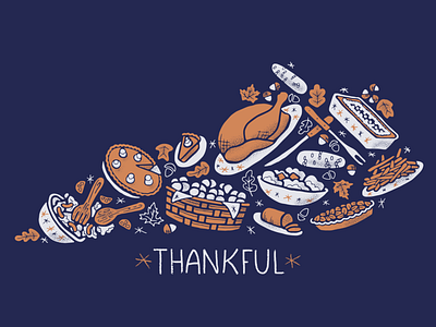 Thankful Kentucky autumn design fall food illustration kentucky meal retro thanksgiving thanksgiving day