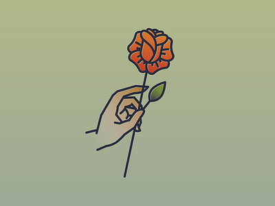 Autumn Rose flower illustration line art mono weight rose simplified vector