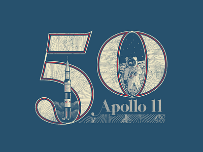 Apollo 11 at 50: Option 2 apollo apollo 11 design illustration moon landing nasa retro saturn v space