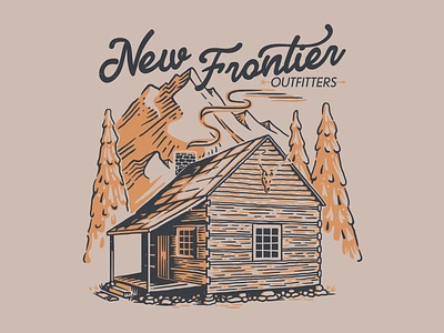 Elk Cabin cabin camping design illustration lettering mountains nature