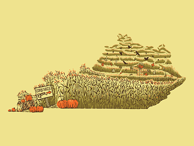 Kentucky Corn Maze autumn corn corn maze design fall illustration kentucky pumpkins