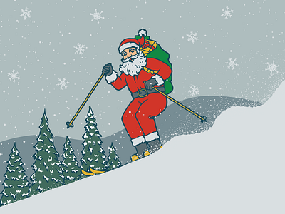 Skiing Santa christmas holidays illustration santa santa claus ski skiing winter