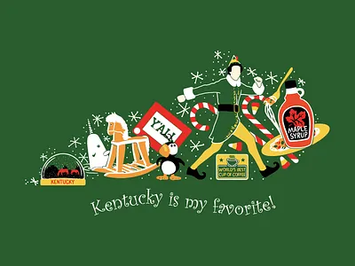 Kentucky is My Favorite christmas elf holiday holidays illustration kentucky winter