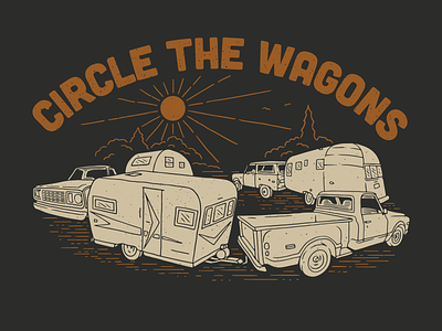 Circle the Wagons camper camping design illustration retro tee design tee shirt trailers trucks vehicles vintage trucks vintage vehicles