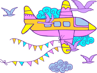 Travel aeroplane air airliner atmosphere bird decoration decorative design drawing fly graphic illustration plane sky transportation travel vector