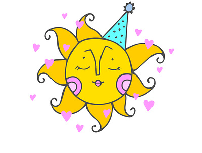 Sun cartoon celebration decorative design happy birthday holiday illustration love sun sunshine vector