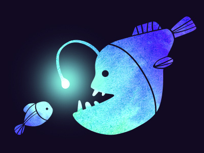 Shiny angler anglerfish fish glow light ocean sea shiny teeth