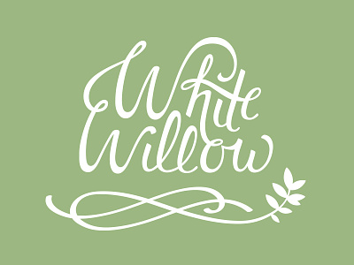 White Willow Logo: Branch branch flourish green hand lettering lettering ligature logo sage script tree white willow