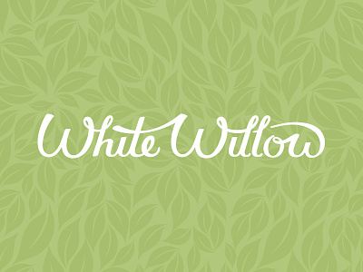 White Willow Logo: Script green hand lettering lettering ligature logo nature script tree white willow