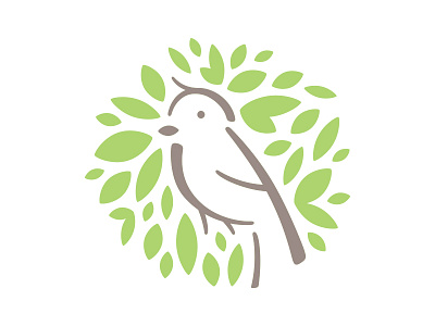 White Willow Bird bird circle emblem leaves logo tree twig