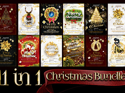 Christmas Flyer Bundle christmas christmas flyer christmas poster christmas promotion club illustration new year poster stylish christmas xmas