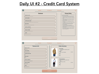 #DailyUI Challenge #2 - Credit Card System