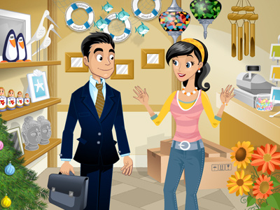 Sales representative - Gift Shop animation cartoon e learning flash