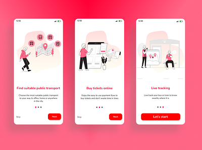 Onboarding for Public Transport App app casestudy design illustration mobile app onboarding public transport splash screens ui ux