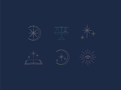 Icon set for Asheville Lawyer asheville book crescent d designer eye icon icons law lawyer moon scales stars