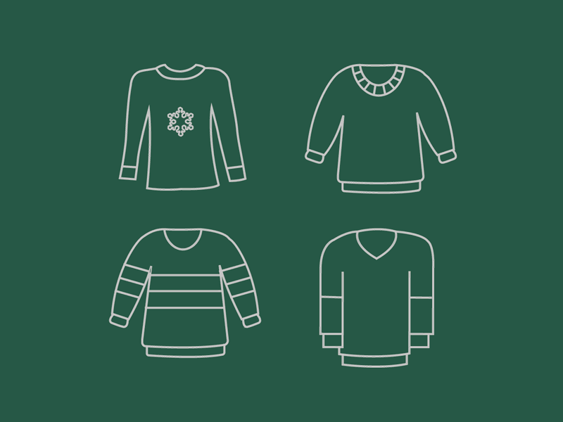 Holiday sweater kind of weather animation dribbble gif graphics holiday iconography icons illustration sweater sweater weather winter