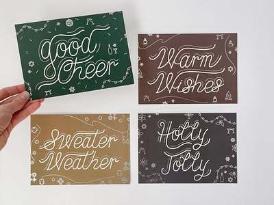 Holiday/New Years Card Set design dribbble font hand drawn holiday illustration lettering new years postcard type typography